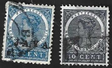 2 Postzegels 1903 Koningin Wilhelmina Nederlands-Indië beschikbaar voor biedingen