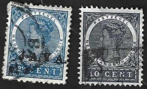 2 Postzegels 1903 Koningin Wilhelmina Nederlands-Indië, Postzegels en Munten, Postzegels | Nederlands-Indië en Nieuw-Guinea, Gestempeld