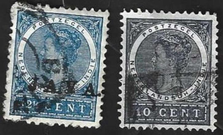2 Postzegels 1903 Koningin Wilhelmina Nederlands-Indië, Postzegels en Munten, Postzegels | Nederlands-Indië en Nieuw-Guinea, Gestempeld