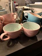 Roze groene gekleurde mokjes, Ophalen, Zo goed als nieuw, Keramiek, Kop(pen) en/of Schotel(s)