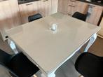 Wit gelakte eiken tafel 100x130cm, Huis en Inrichting, Tafels | Eettafels, Ophalen