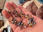 Vintage armband met parels en echte edelstenen zilveren slot, Handtassen en Accessoires, Armbanden, Ophalen of Verzenden, Zo goed als nieuw