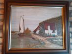 Landelijk schilderij met zeilboot-olieverf op doek, Ophalen