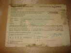 Ancien Certificat de Conformité Camionnette Honda Type TA, Enlèvement ou Envoi