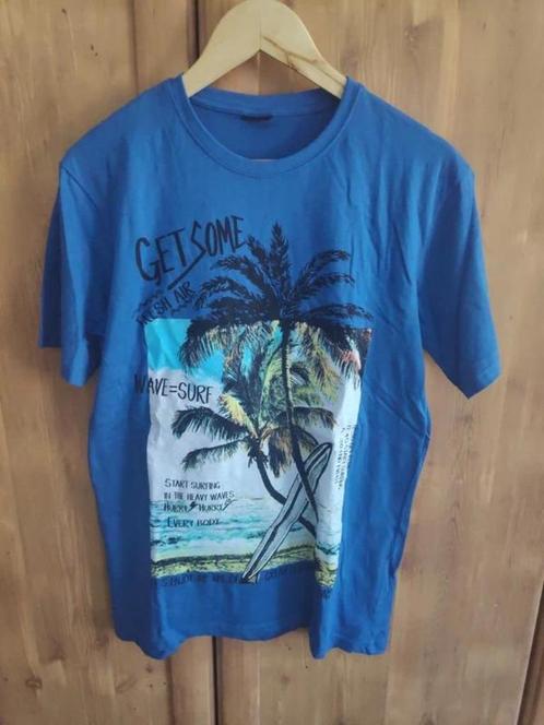 Blauwe T-shirt palmboom influx Medium, Kleding | Heren, T-shirts, Zo goed als nieuw, Maat 48/50 (M), Blauw, Ophalen of Verzenden