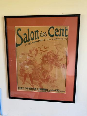 ancienne affiche avec passe- partout, élève de cheret, Collections, Enlèvement ou Envoi, Rectangulaire vertical, Avec cadre, A1 jusqu'à A3