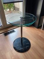 Glazen bijzettafel met marmer voet, Ophalen, Rond, Retro bijzettafel, 60 cm of meer