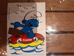 Vintage sticker Smurf samo chips, Verzamelen, Ophalen of Verzenden, Gebruikt, Strip of Tekenfilm