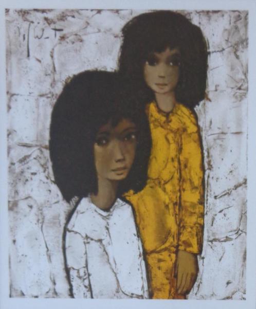 JEF WAUTERS / TWEE KINDEREN / KLEUR OFFSETLITHO / 66x56cm, Antiek en Kunst, Kunst | Litho's en Zeefdrukken, Ophalen of Verzenden