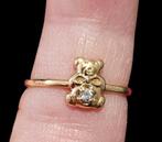 18K GOUDEN TEDDYBEERRING, Nieuw, Ophalen of Verzenden, Met edelsteen, Goud
