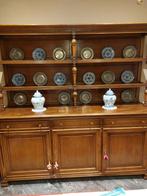Bordenkast masief eik met ingebouwde besteklade + bestek, Antiek en Kunst, Ophalen