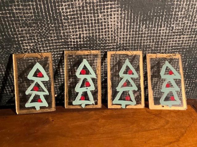 4 DÉCORATIONS DE NOËL EN VERRE ANCIEN, Divers, Noël, Utilisé, Enlèvement ou Envoi