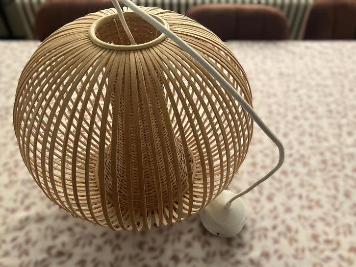 Stijlvolle rotan/bamboe hanglamp – Ø 50 cm, Huis en Inrichting, Lampen | Hanglampen, Gebruikt, 75 cm of meer, Hout, Ophalen