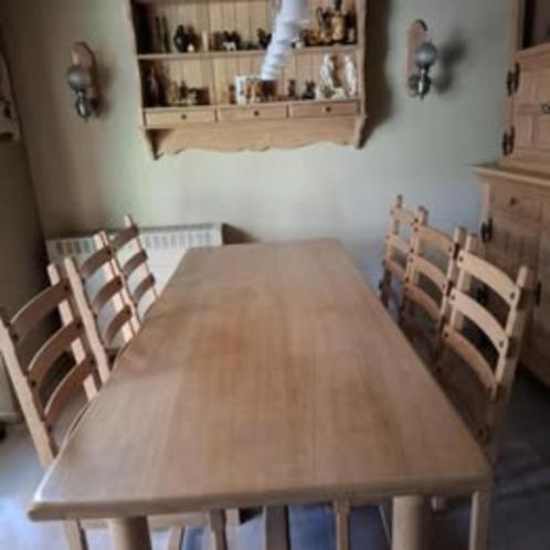 Volledige eetkamer in eik, Huis en Inrichting, Complete eetkamers, Zo goed als nieuw, 6 tot 8 stoelen, Ophalen
