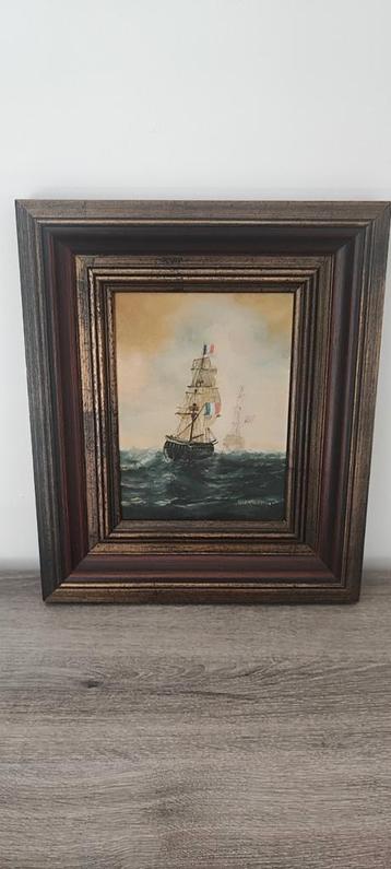 Olie schilderij op doek zeilschepen A. Van Den Branden beschikbaar voor biedingen