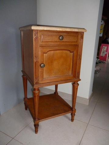 Table de chevet table d'appoint marbre et bois fruitier déco