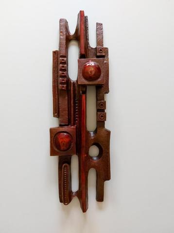 Unieke vintage Ars Munda brutalistische wandsculptuur ('70) beschikbaar voor biedingen