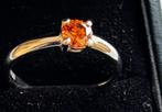 18K gouden ring met diamant - echtheidscertificaat, Handtassen en Accessoires, Ringen, Zo goed als nieuw, Met edelsteen, Dame