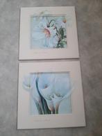 2 schilderijen met bloem gesigneerd, mooi ensemble, Ophalen, 50 tot 75 cm, Zo goed als nieuw, Schilderij