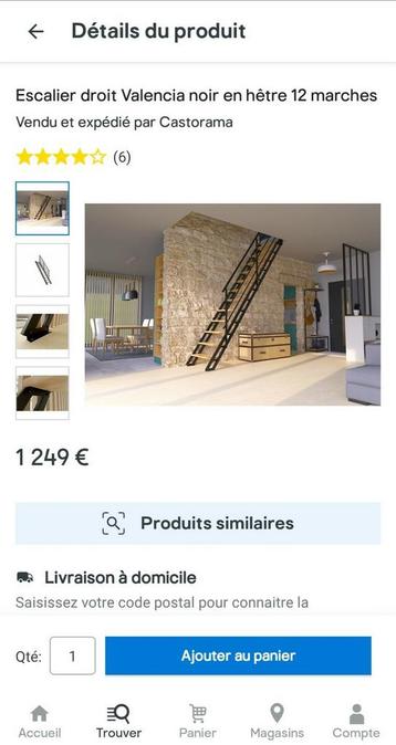 Valencia rechte trap van zwart beukenhout - Nieuw verpakt beschikbaar voor biedingen