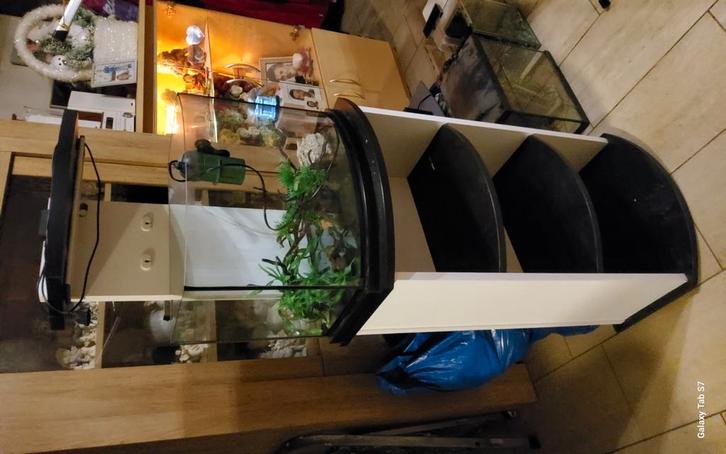 Aquarium met toebehoren plus meubel en nieuwe eheim pomp, Dieren en Toebehoren, Vissen | Aquaria en Toebehoren, Zo goed als nieuw