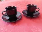 2 Arcoroc glanzend zwarte espresso kop en schotels, Huis en Inrichting, Nieuw, Ophalen of Verzenden