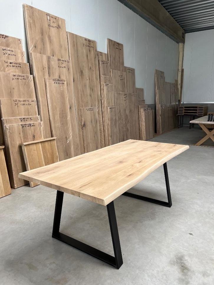 Massief eiken boomstam tafelblad 120x60x4 cm, Tuin en Terras, Palen, Balken en Planken, Nieuw, Planken, Hardhout, Ophalen of Verzenden