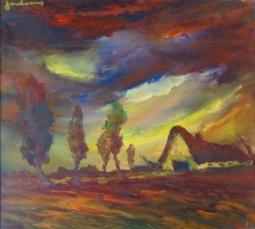 LEO JORDAENS / BOERDERIJ / OLIEVERF PANEEL / 67x72cm / KADER beschikbaar voor biedingen