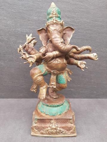 Statue en bronze de Ganesh à 8 bras dansant/Barong/Indonésie