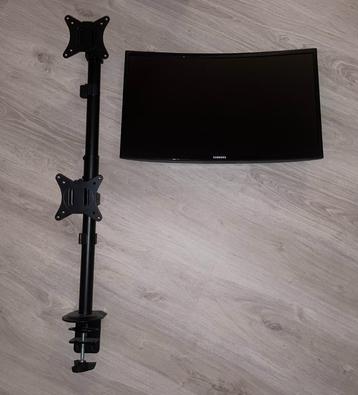 24 " Curved Samsung LC24f390FHUXEN + Dual monitor stand beschikbaar voor biedingen