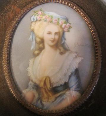 Antiek handgeschilderd miniatuur portret dame /22 beschikbaar voor biedingen