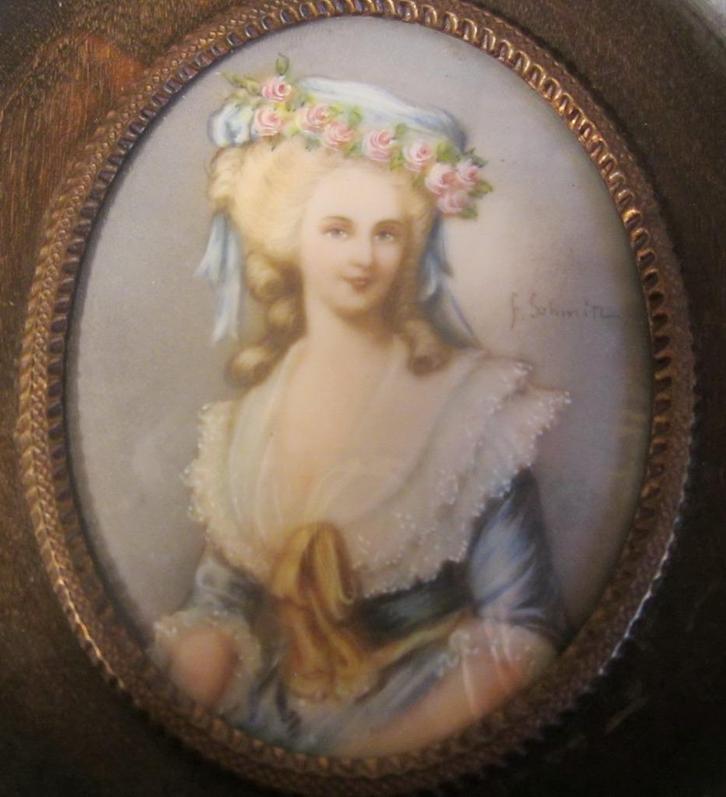 Antiek handgeschilderd miniatuur portret dame /22, Antiek en Kunst, Kunst | Overige Kunst, Verzenden