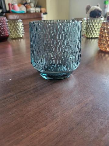 Theelichthouder Glas Blauw beschikbaar voor biedingen