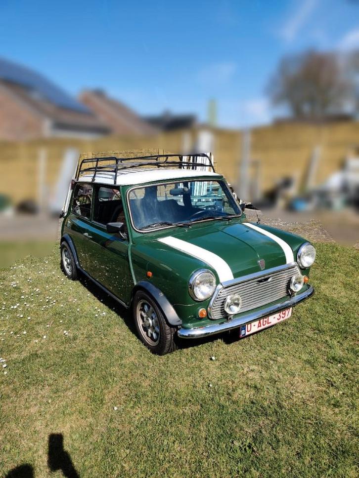 Classic Austin mini 1989 met 1000cc motor, Auto's, Austin, Particulier, Benzine, 2 deurs, Handgeschakeld, Groen, Zwart, Stof, Voorwielaandrijving