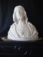 CHRISTUS BUSTE  IN  CARRARA  MARMER, Antiek en Kunst, Ophalen