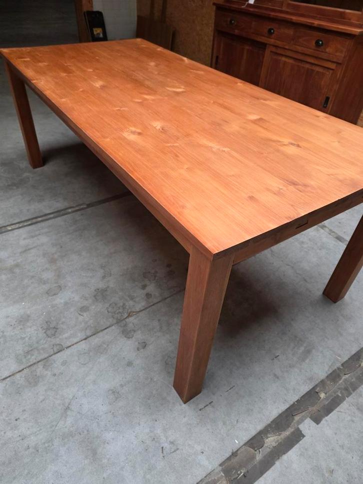 Massief teakhouten tafel 215x100cm deftige staat, Huis en Inrichting, Tafels | Eettafels, Gebruikt, Ophalen