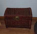 Rieten opbergkist / mand met deksel – vintage look, Huis en Inrichting, Ophalen, Mand