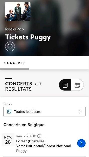 2 tickets voor Puggy at Forest National vrijdag 28 november. beschikbaar voor biedingen