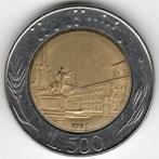 Italie : 500 Lire 1991 Grosse Tête KM #111 Ref 11190, Enlèvement ou Envoi, Monnaie en vrac, Italie