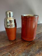 Zilveren, met leer omwikkelde cocktailshaker & Flessenkoeler, Huis en Inrichting, Woonaccessoires | Overige, Ophalen of Verzenden