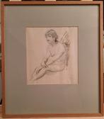 JOOSTENS Paul "Zittend naakt " potlood en lavis, Antiek en Kunst, Ophalen of Verzenden
