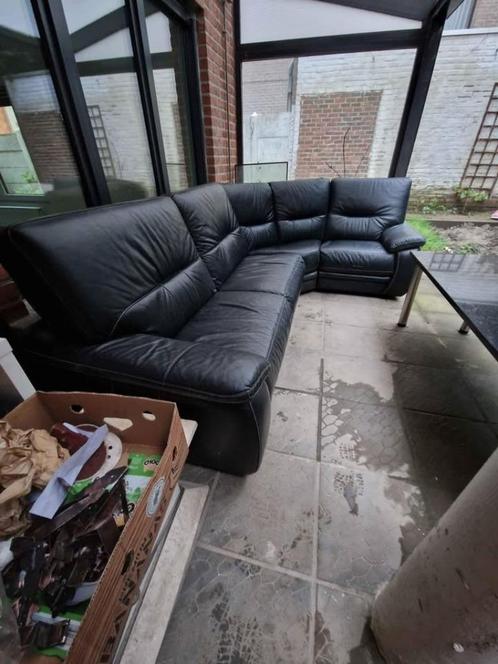 Lederen hoekzetel, Huis en Inrichting, Zetels | Complete zithoeken, Gebruikt, Leer, Ophalen