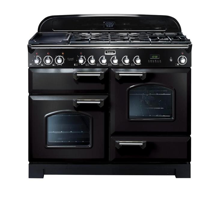 Gasfornuis Falcon Classic Deluxe 110cm zwart, Electroménager, Cuisinières, Comme neuf, Autoportant, 5 zones de cuisson ou plus