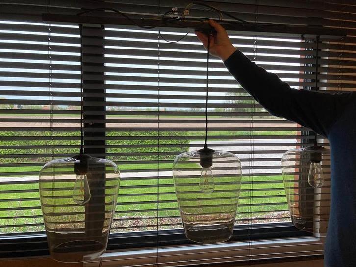 Hanglamp living, Huis en Inrichting, Lampen | Hanglampen, Zo goed als nieuw, 75 cm of meer, Glas, Ophalen