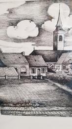 pentekening Harelbeke, Antiek en Kunst, Kunst | Tekeningen en Fotografie, Ophalen