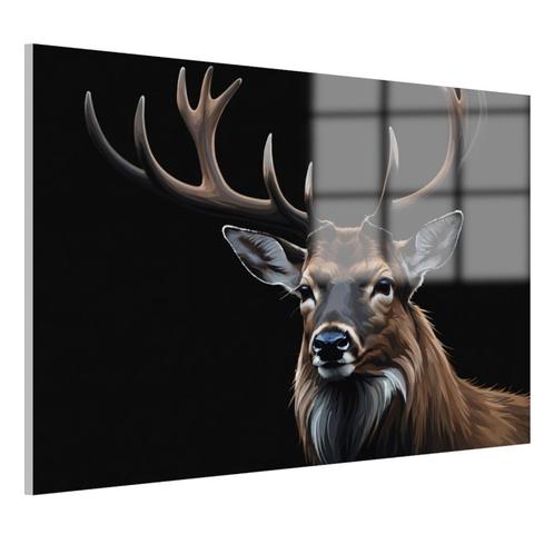 Portrait de cerf Peinture sur verre 105x70cm + Système d'acc, Antiquités & Art, Art | Peinture | Moderne, Envoi