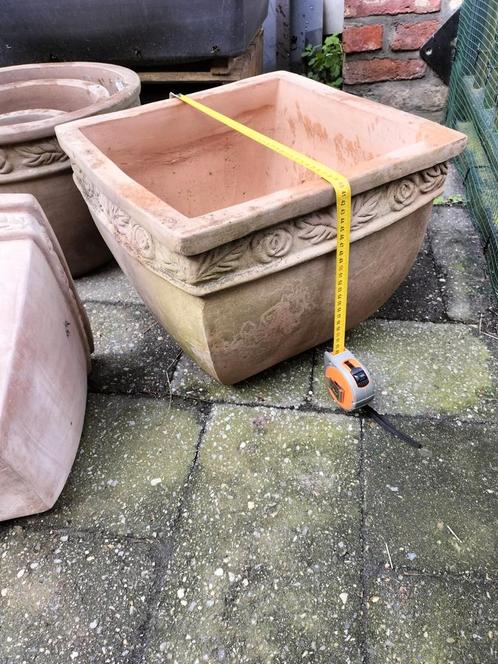 Grote vierkante terracotta bloembakken bloempotten, Tuin en Terras, Bloembakken en Plantenbakken, Zo goed als nieuw, Ophalen of Verzenden