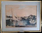 SAVERYS Albert "Zeilboten in de haven" gemengde techniek, Antiek en Kunst, Ophalen