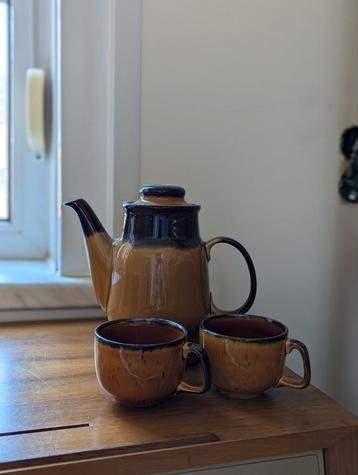 Vintage keramische koffiepot Pruszków + Boch Palma kopjes