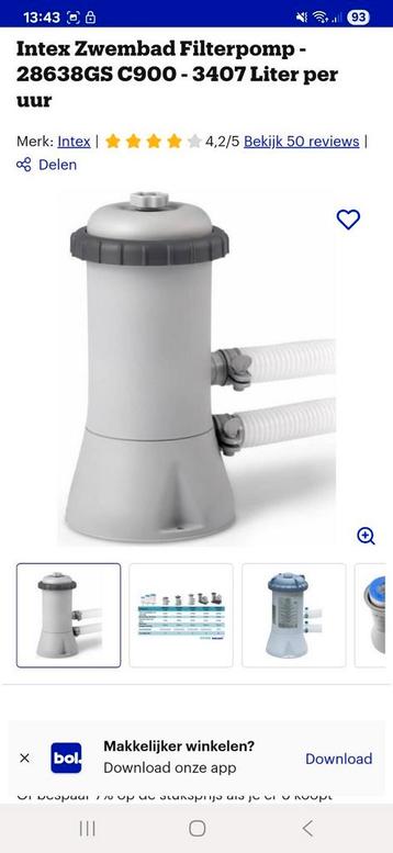 Intex Zwembad Filterpomp - 28638GS C900 - 3407 Liter per uur, Enlèvement, Neuf